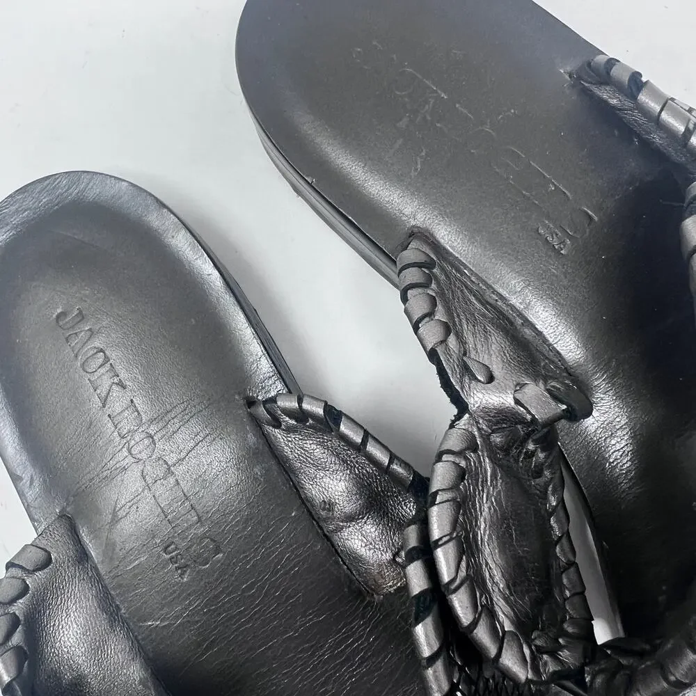 Jack Rogers Toe Ring Sandal Women's Size 9.5 Pewter Leather Slip On Flat - Picture 6 of 11